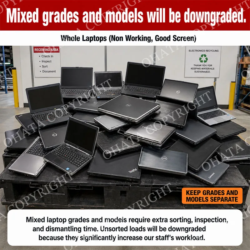 Whole Laptops (Non Working, Good Screen) Different Grades and Models mixed