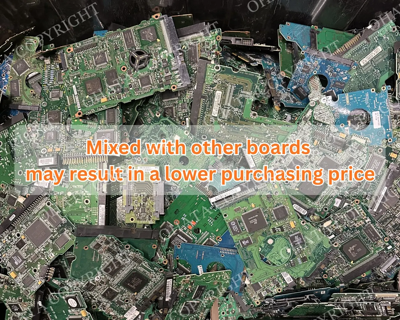 Mixed shipments containing SATA HDD boards, IDE HDD boards, SSD PCBs, server drive boards, or other electronic circuit boards are accepted.