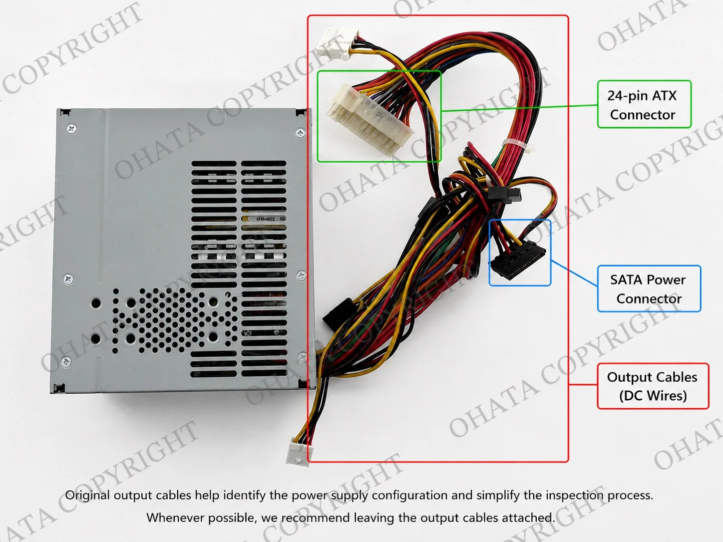 ATX power supply connectors including 24-pin ATX, CPU, SATA and Molex power connectors