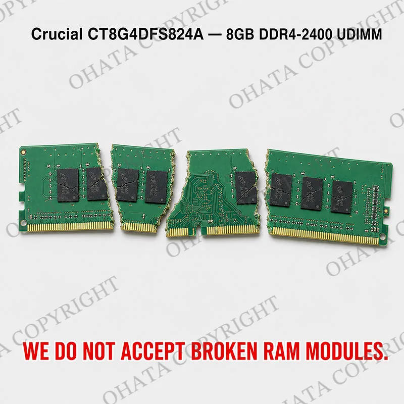 Crucial CT8G4DFS824A 8GB DDR4 2400 UDIMM RAM A GRADE Broken