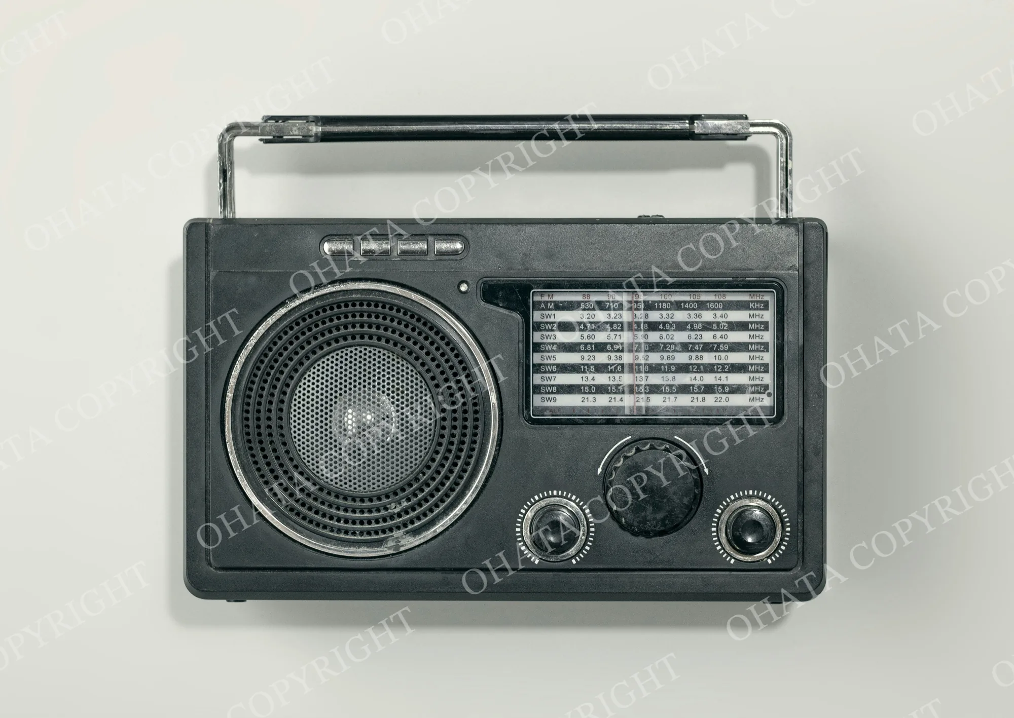 Example of a portable listening radio. Working and non-working radios are welcome for recycling. Reference image only.