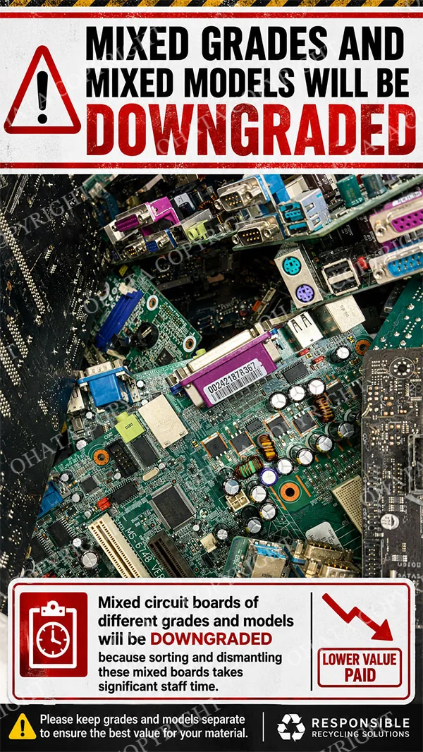 Ohata Recycling Samples SS Grade Circuit Boards Different Grades and Models mixed
