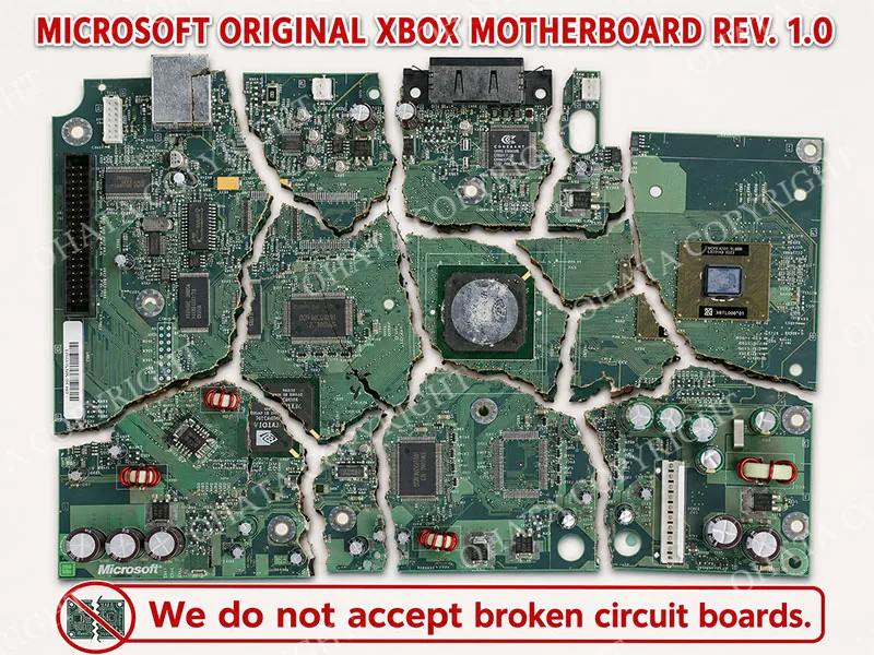 Microsoft Original Xbox Motherboard Rev. 1.0 B GRADE Broken