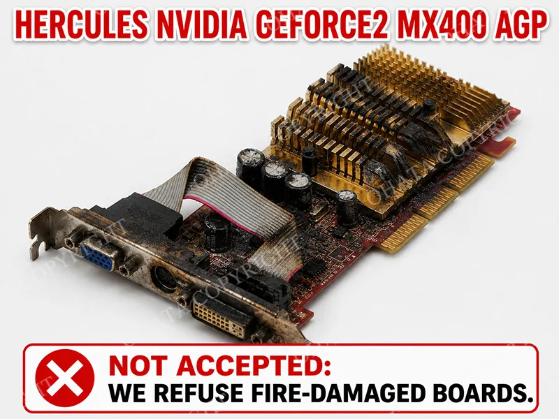 Hercules NVIDIA GeForce2 MX400 AGP c grade Burned By Fire