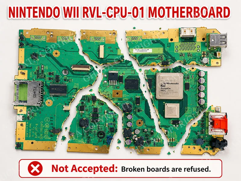 Nintendo Wii RVL CPU 01 Motherboard d grade Broken