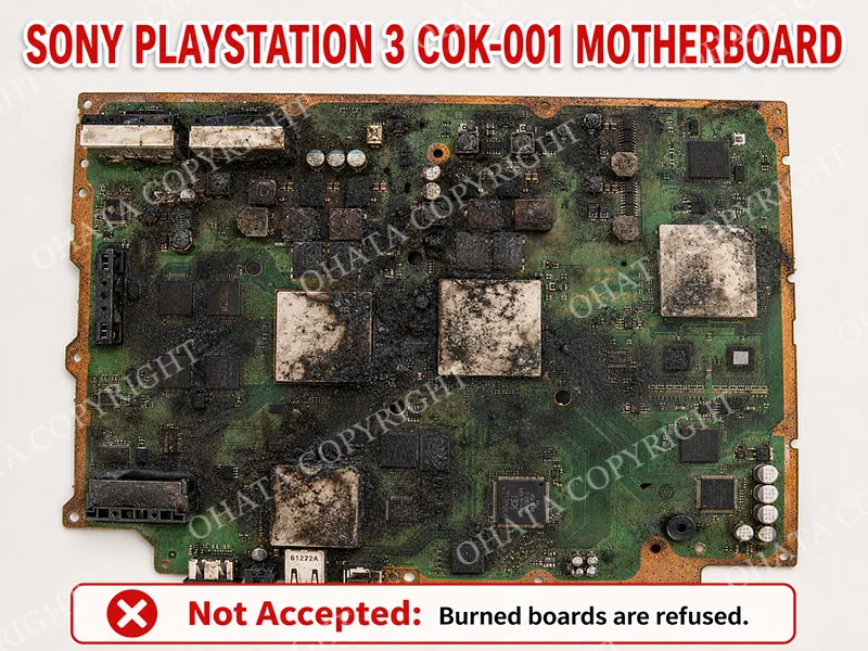 Sony PlayStation 3 COK 001 Motherboard d grade Burned By Fire