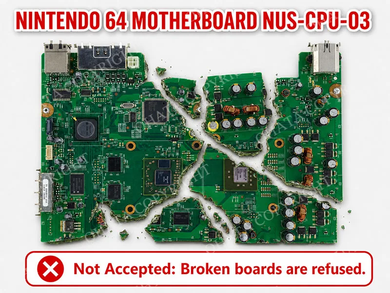 Nintendo 64 Motherboard — NUS CPU 03 D GRADE Broken