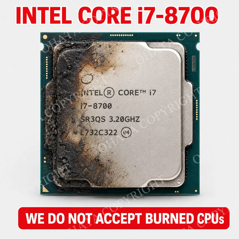 CPU A Grade Intel Core i7 8700 cpu a grade Burned By Fire