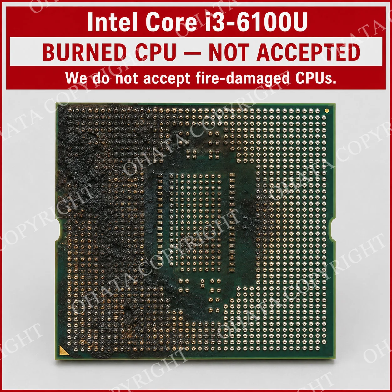 Intel Core i3 6100U CPU B GRADE Burned By Fire