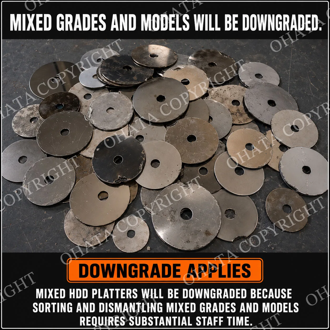 Hard Disk Drive(HDD) Platters Different Grades and Models mixed