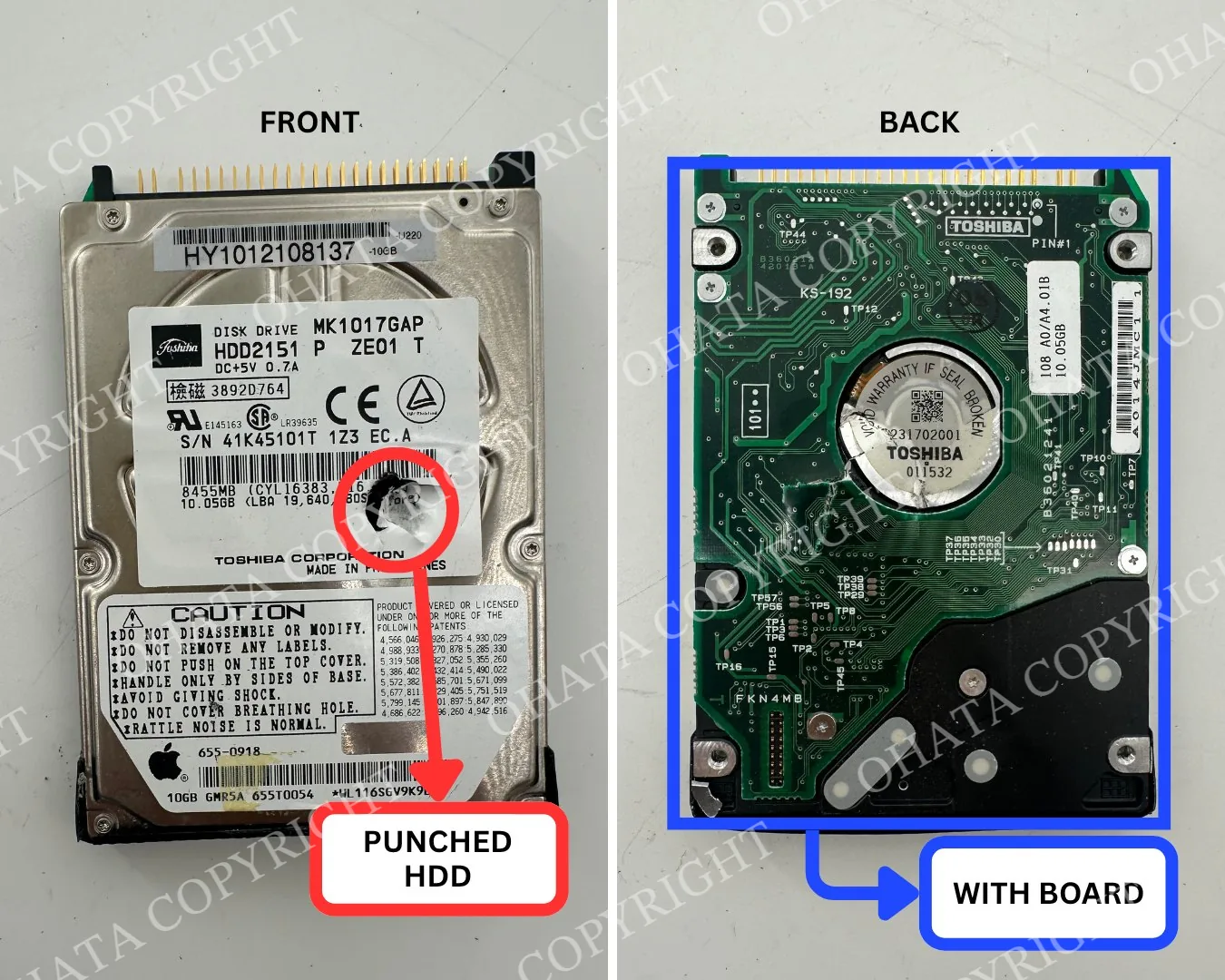 Punched  HDD with board