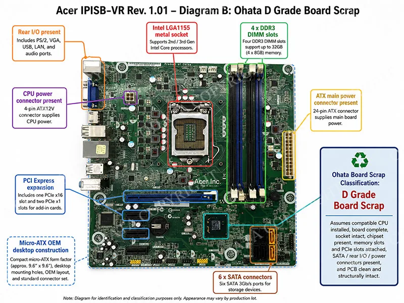 Acer IPISB VR Rev. 1.01 D Grade Board Scrap