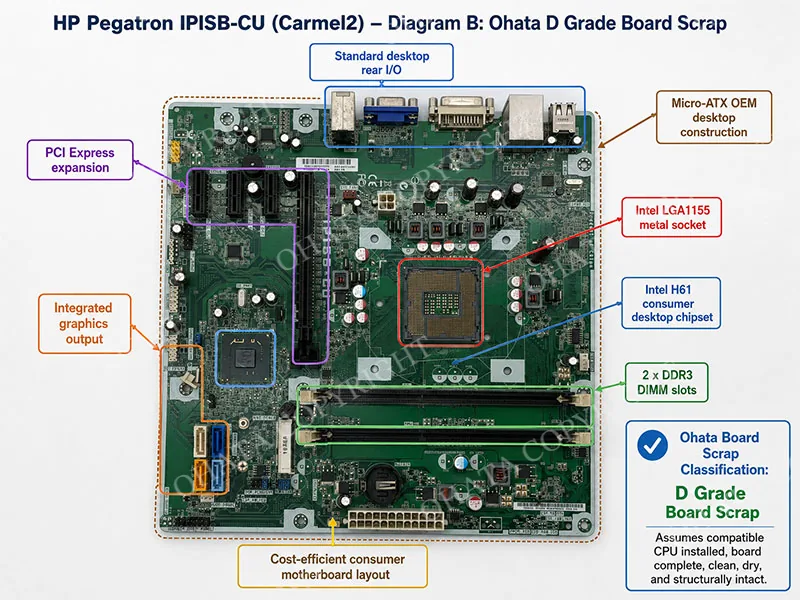 HP Pegatron IPISB CU (Carmel2) Motherboard D Grade Board Scrap