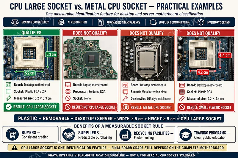 Large Plastic CPU Socket Identification Guide Role Within Ohata Board Classification