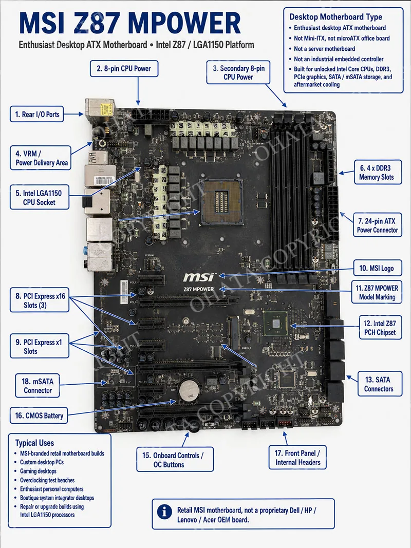 MSI Z87 MPOWER Motherboard Scrap desktop ATX motherboards