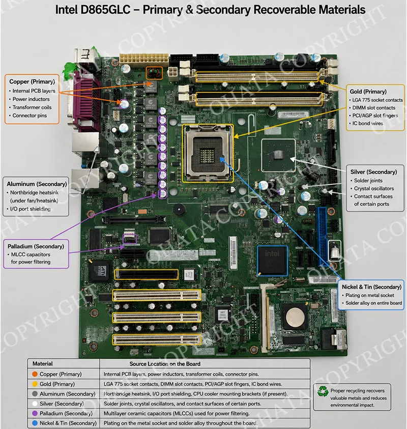 Intel D865GLC Desktop Motherboard Primary and Secondary Recoverable Materials