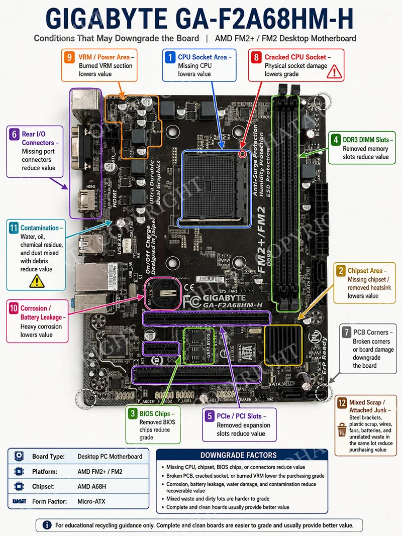 GIGABYTE GA F2A68HM H desktop computer motherboard Conditions That May Downgrade the Board