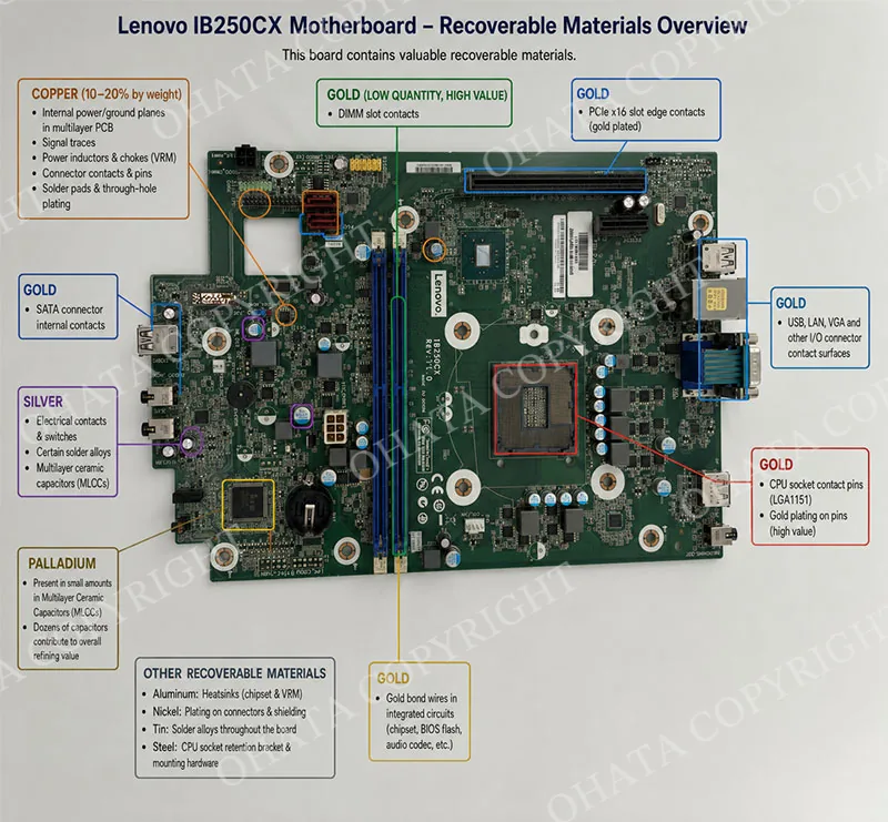 Lenovo IB250CX board showing LGA1151 socket, B250 chipset and two DDR4 slots
