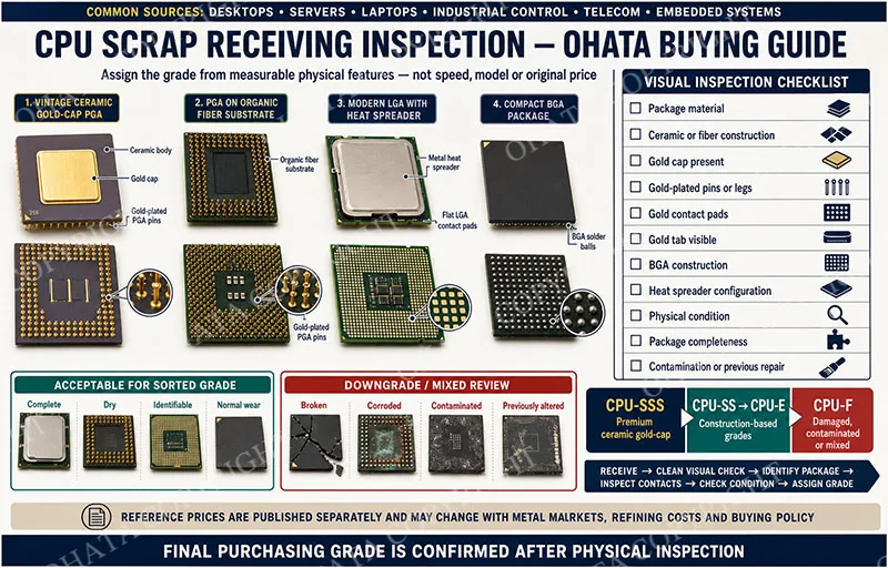 CPU Scrap Classification Guide 9 Grades Buying Guideline