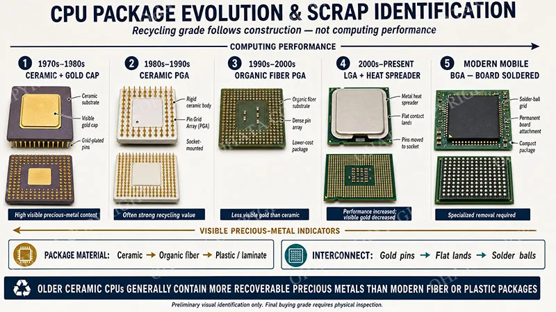 CPU Scrap Classification Guide 9 Grades History of CPU Technology