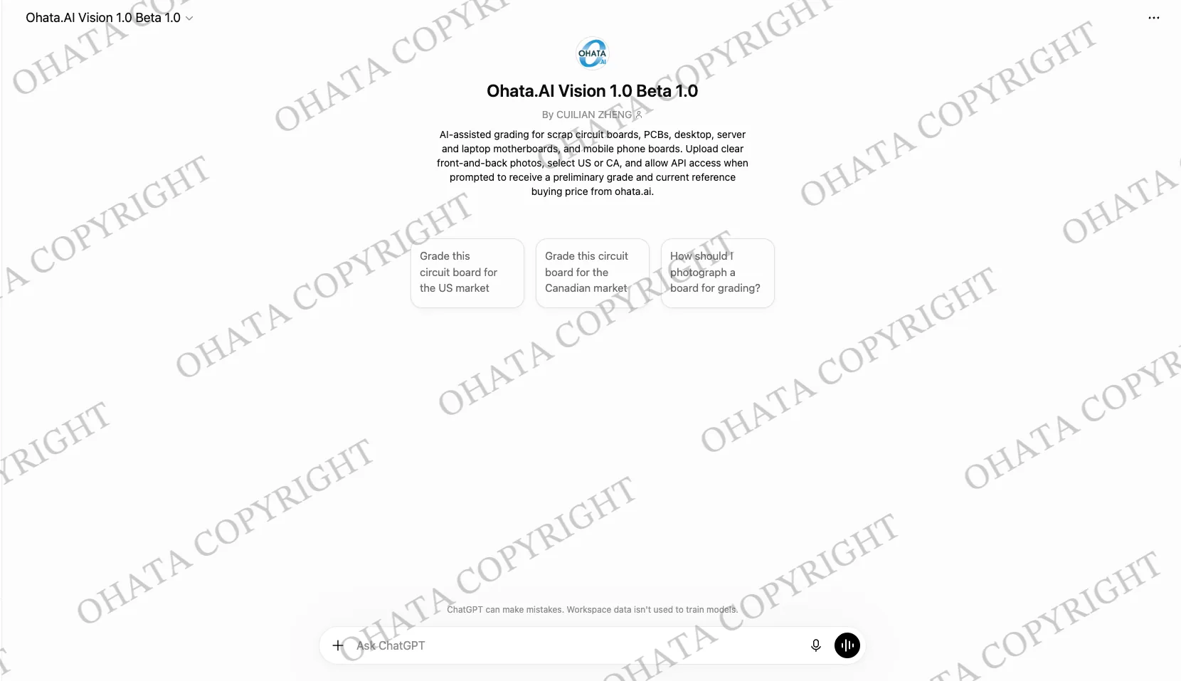 Introducing Ohata.AI Vision 1.0 Beta 1.0 Front Page