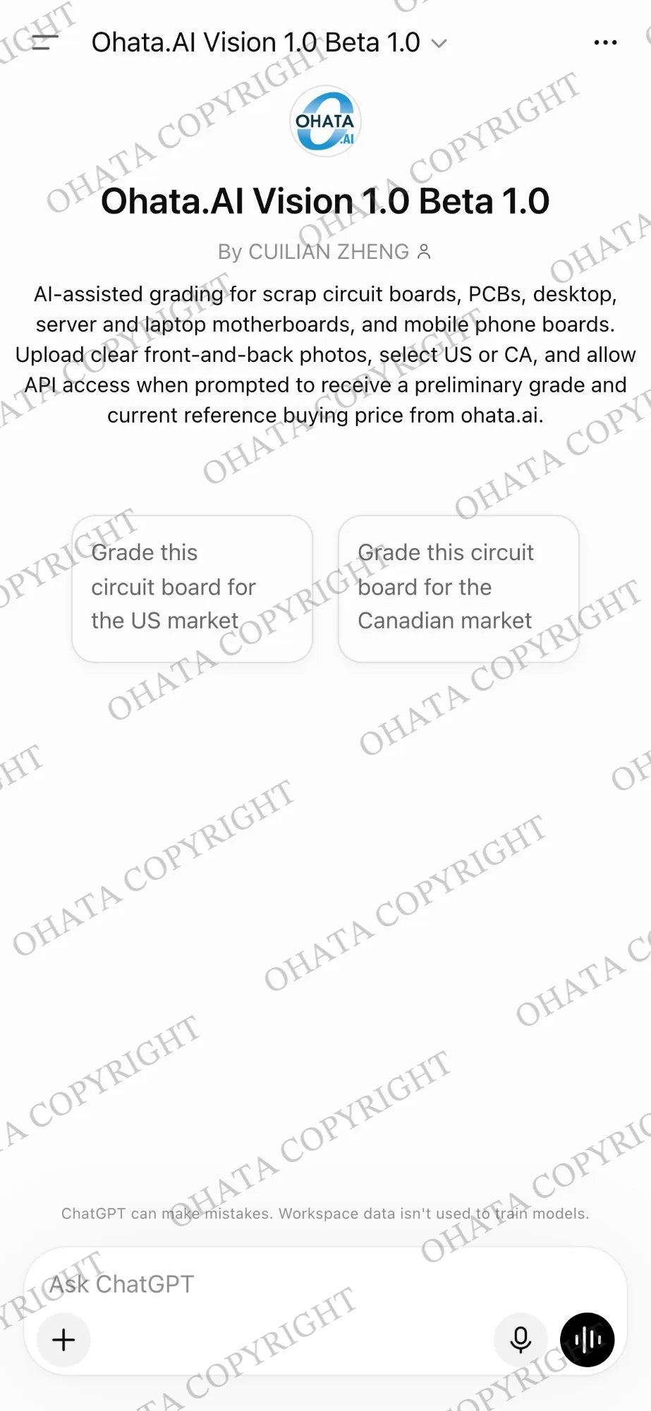Introducing Ohata.AI Vision 1.0 Beta 1.0 Front Page Mobile