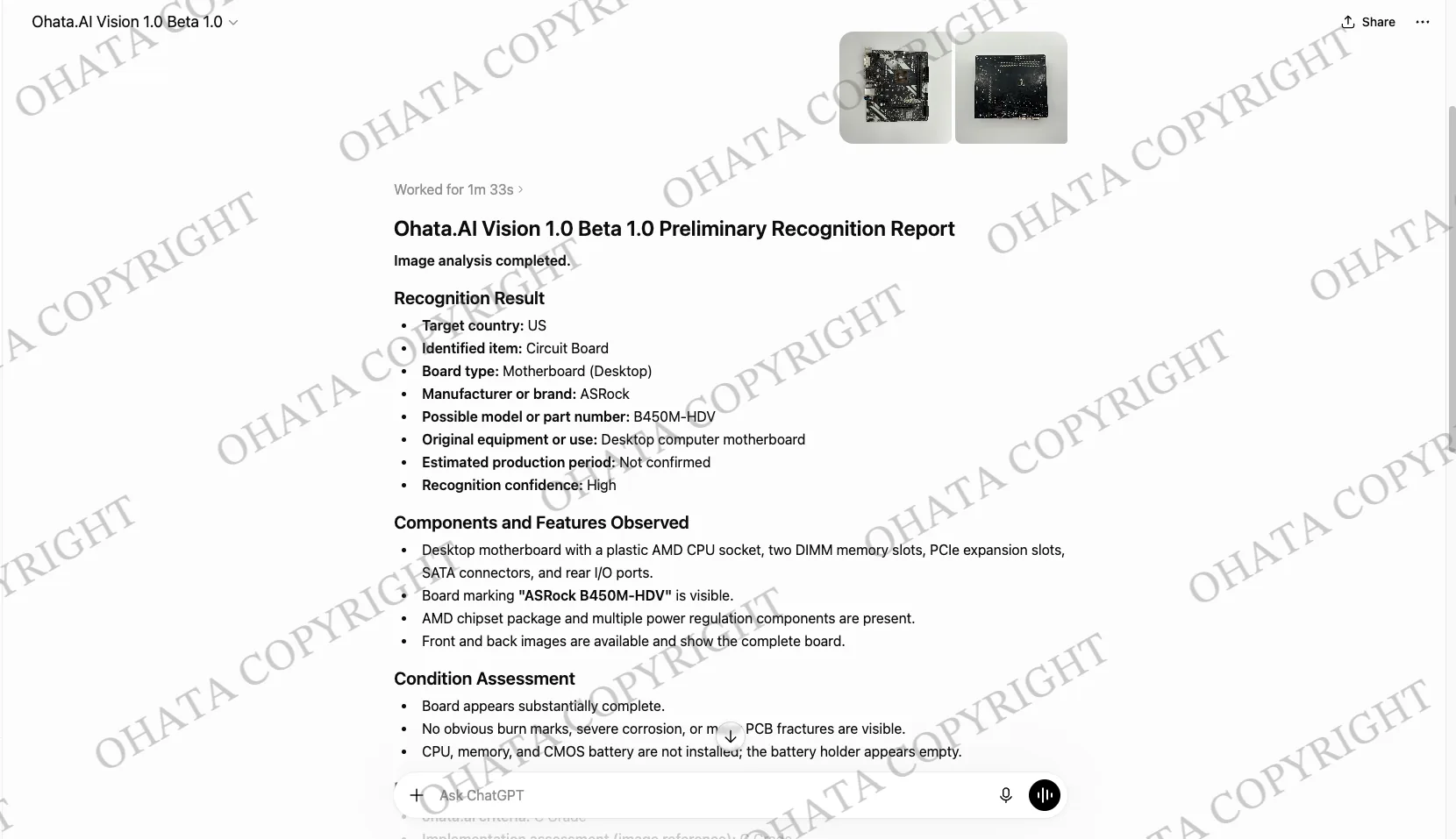Introducing Ohata.AI Vision 1.0 Beta 1.0 Rec Result
