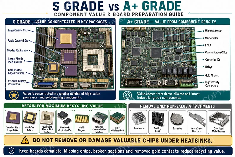 S GRADE vs A+ GRADE COMPONENT VALUE & BOARD PREPARATION GUIDE