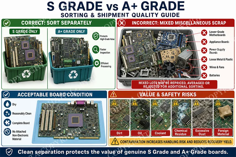 S GRADE Vs A+ GRADE SORTING & SHIPMENT QUALITY GUIDE