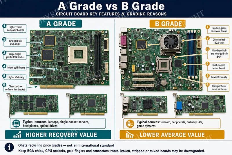 A Grade vs B Grade CIRCUIT BOARD KEY FEATURES & GRADING REASONS