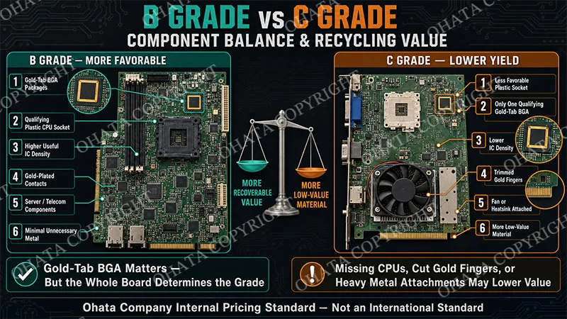 B GRADE VS C GRADE COMPONENT BALANCE & RECYCLING VALUE