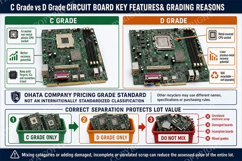 C Grade vs D Grade CIRCUIT BOARD KEY FEATURES& GRADING REASONS