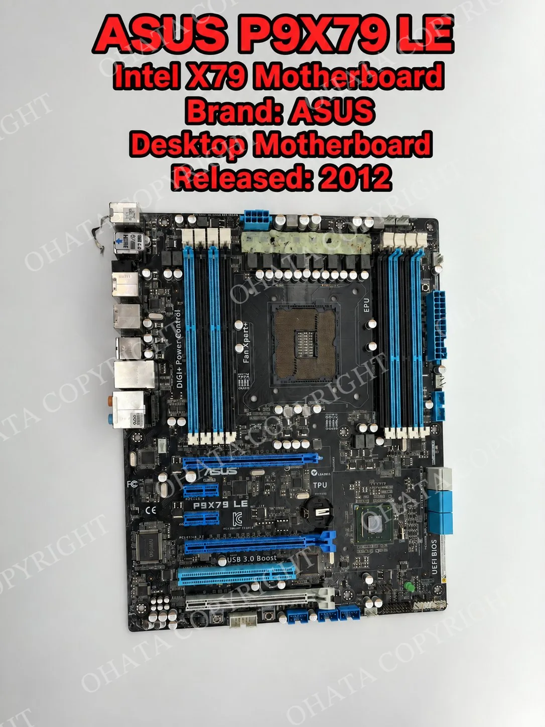 ASUS P9X79 LE desktop motherboard. In a gaming PC, the motherboard connects the CPU, RAM, graphics card, storage, and other hardware that work together to run a game.