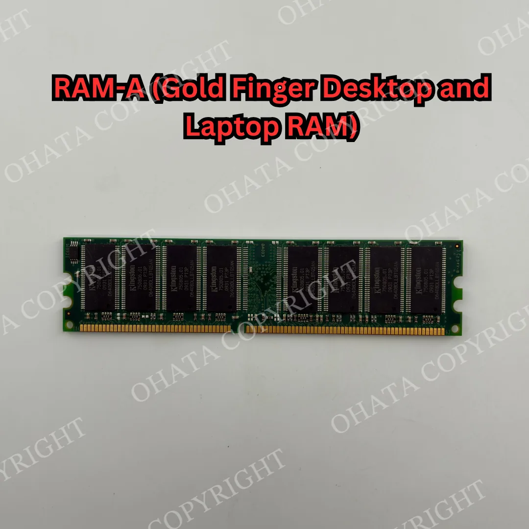 Desktop RAM module with black memory ICs and gold-plated edge contacts on a green circuit board.
