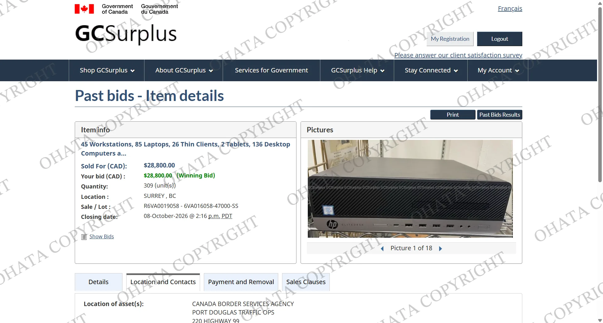GC Surplus Item details