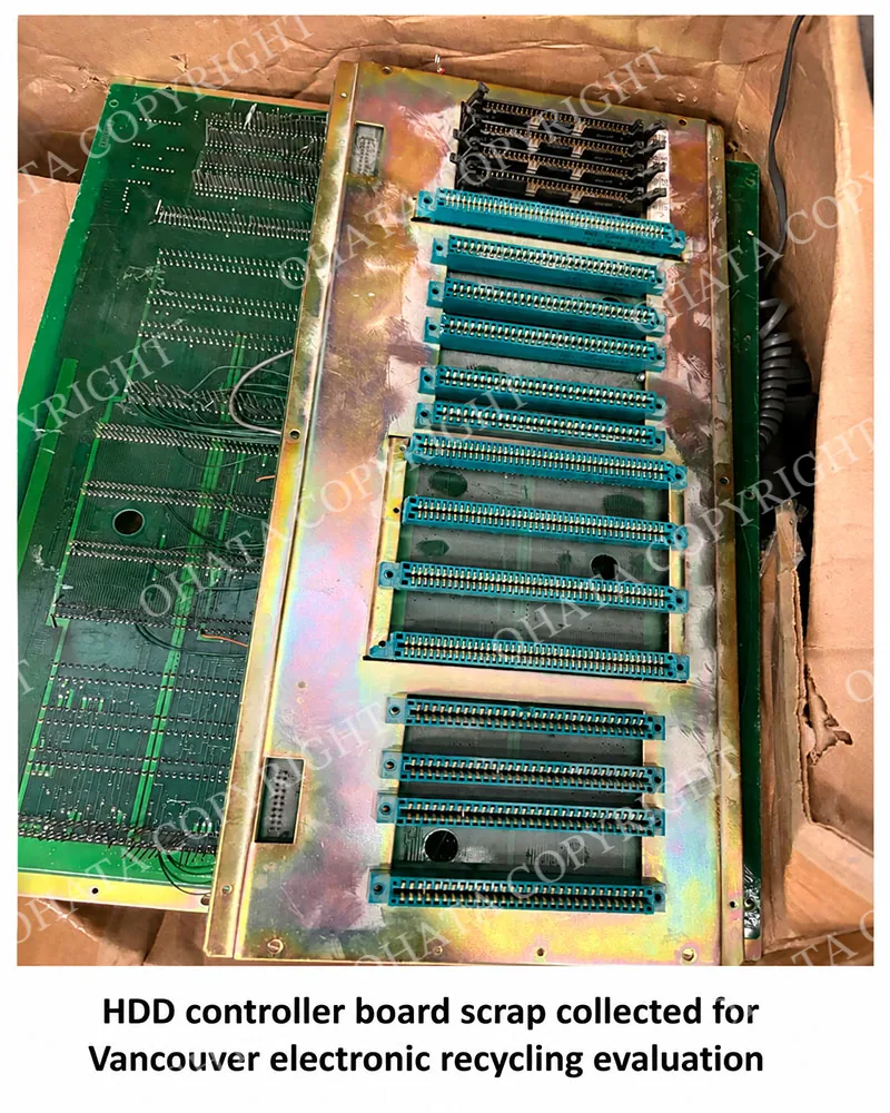 HDD controller board scrap collected for Vancouver electronic recycling evaluation