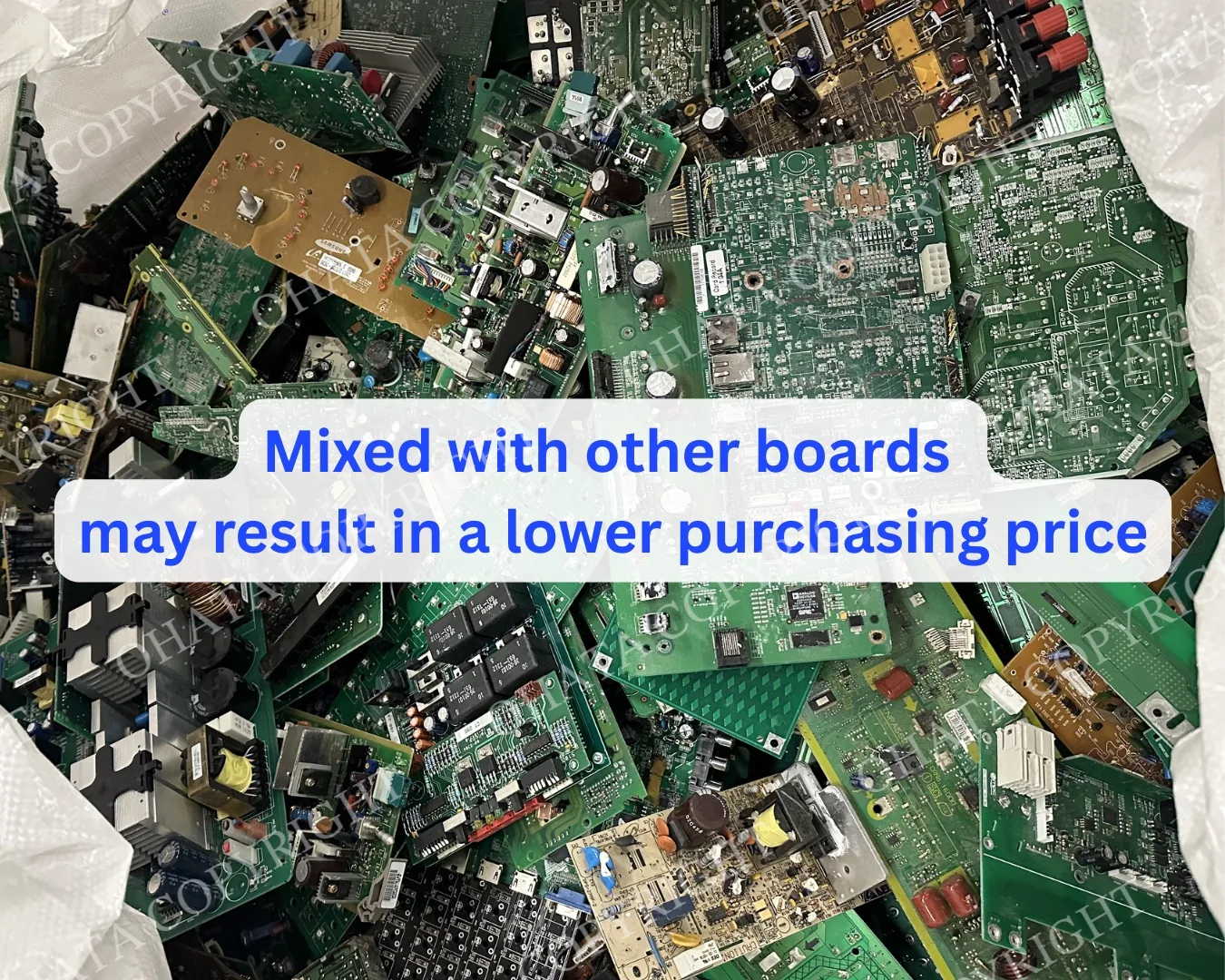 Mixing Appliance B with stripped boards, plastic, metal frames, or lower-value material may also require extra sorting and affect the final price.