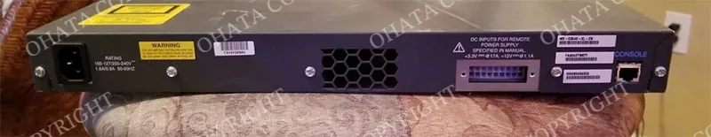The back of a used network switch
