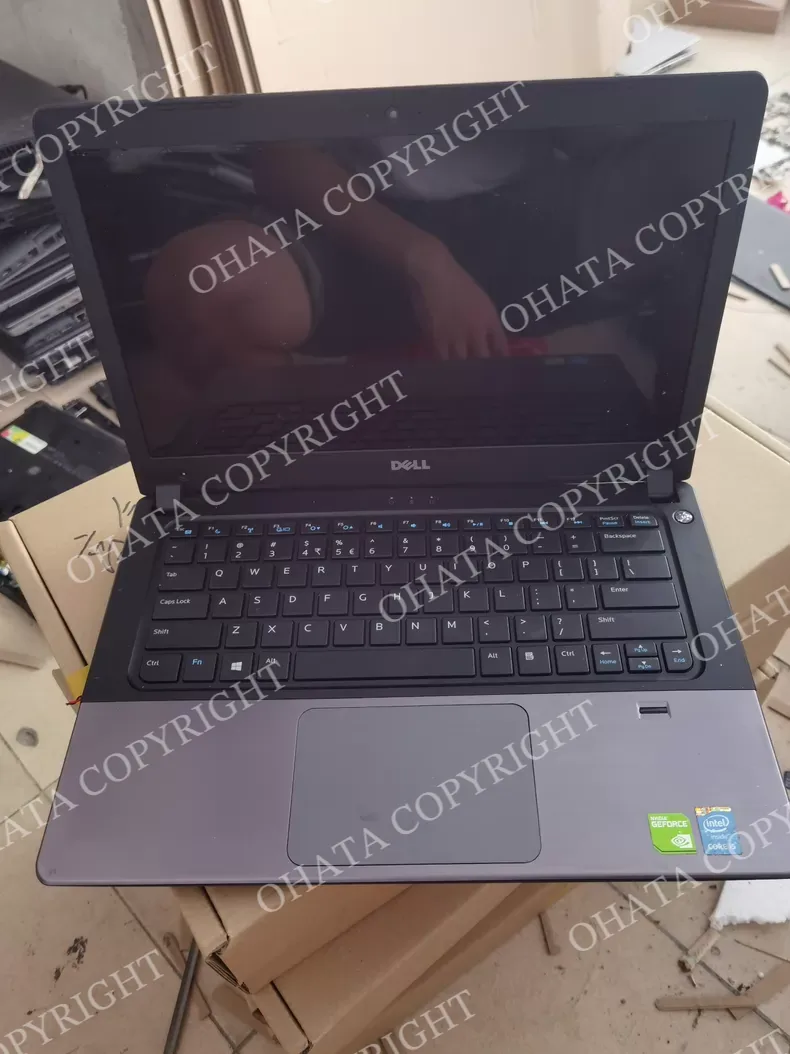 A front view of the Dell 5470 with the lid open, allowing for a clear view of the screen, keyboard, palm rest, and visible configuration labels.