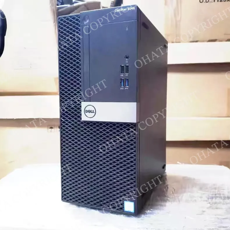 Front view of a decommissioned Dell 3046 corporate computer.